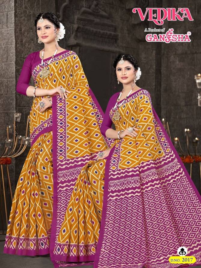 Vedika Vol 2 By Ganesha Daily Wear Printed Cotton Sarees Wholesale Online